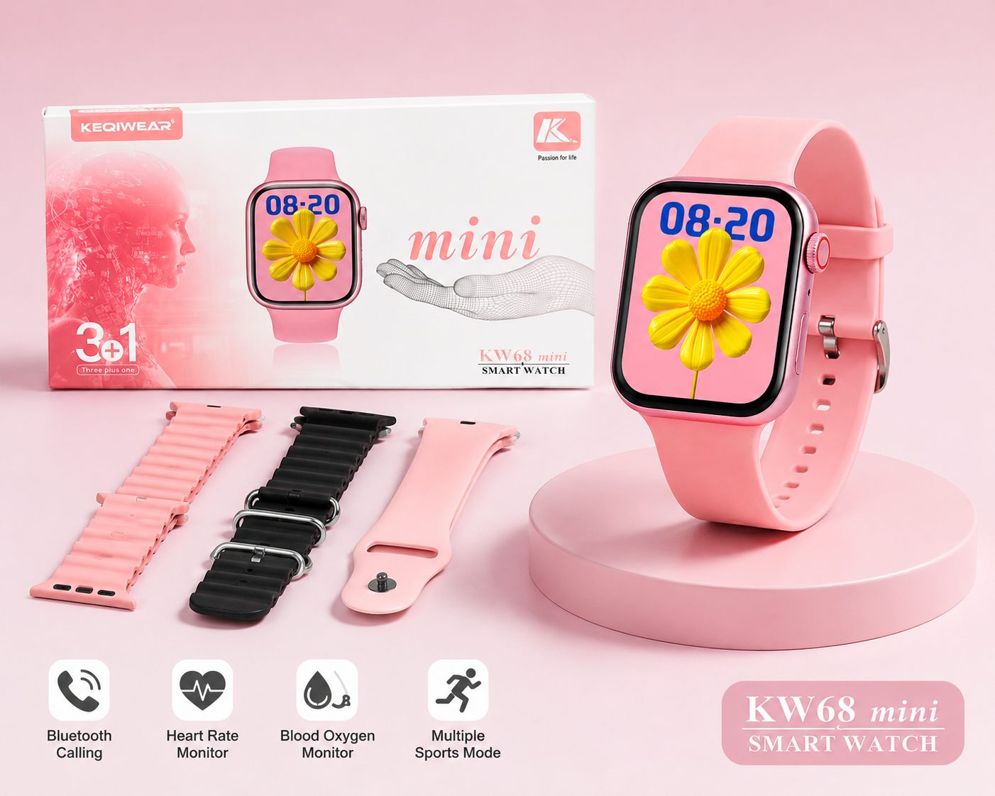 KW68 Mini Smart Watch | 3+ Extra Strap