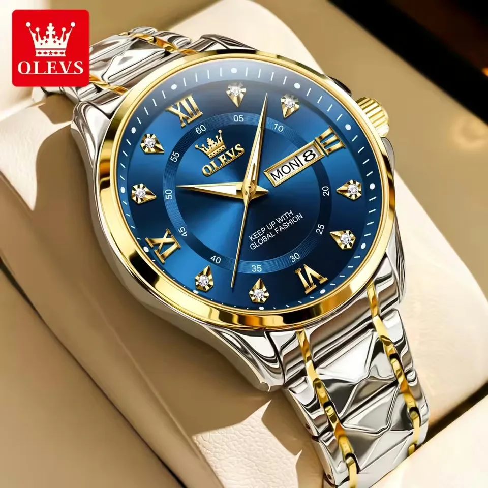 Waterproof Blue Dial Steel Strap Watch
